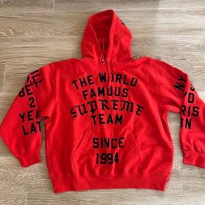 Supreme Team Men’s Flocked Hooded Sweatshirt Red L